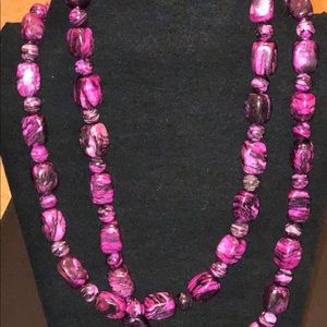 Beautiful Fuchsia long stone necklace